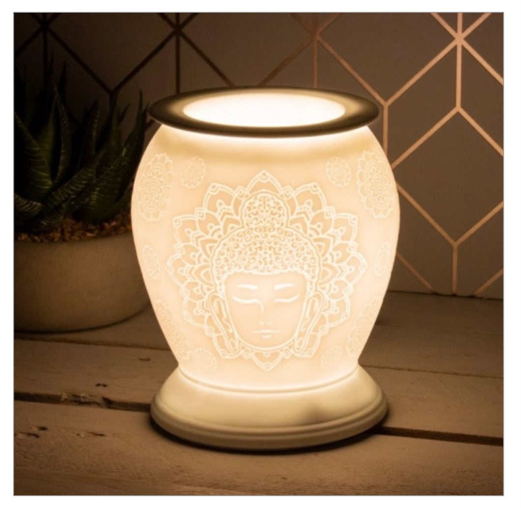 Electric lamp with etched buddah